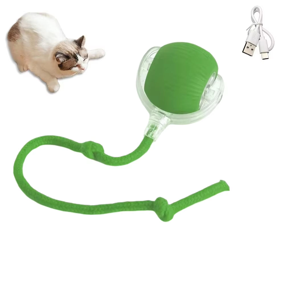 Smart Rolling Cat Toy with Faux Tail