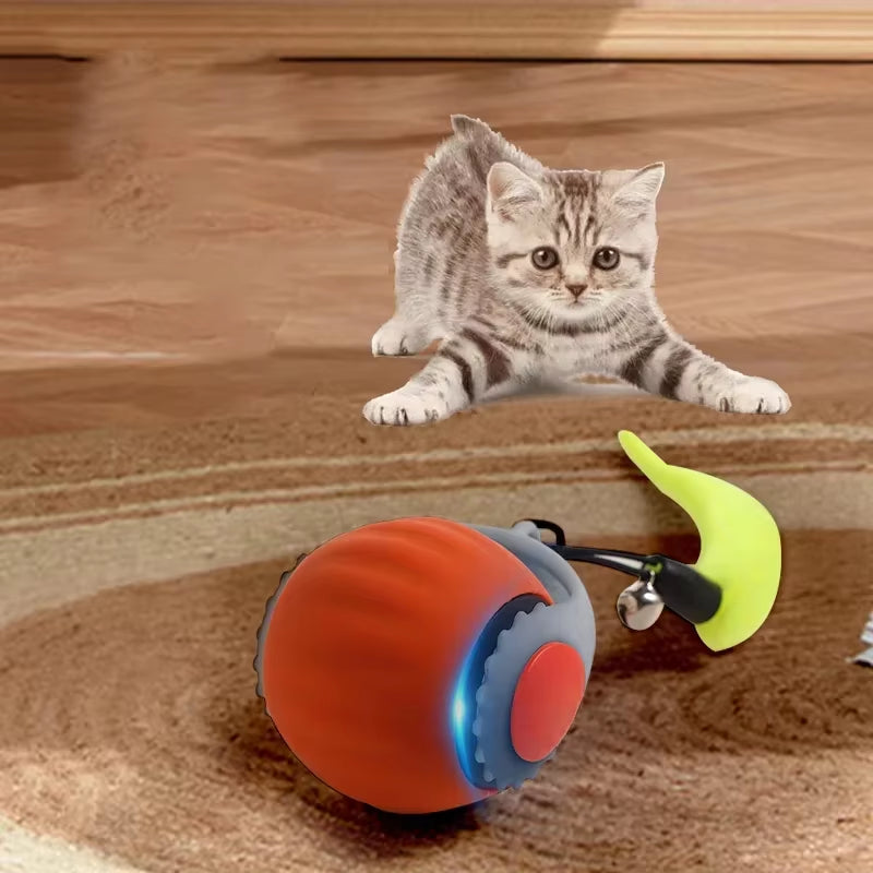 Smart Rolling Cat Toy with Faux Tail