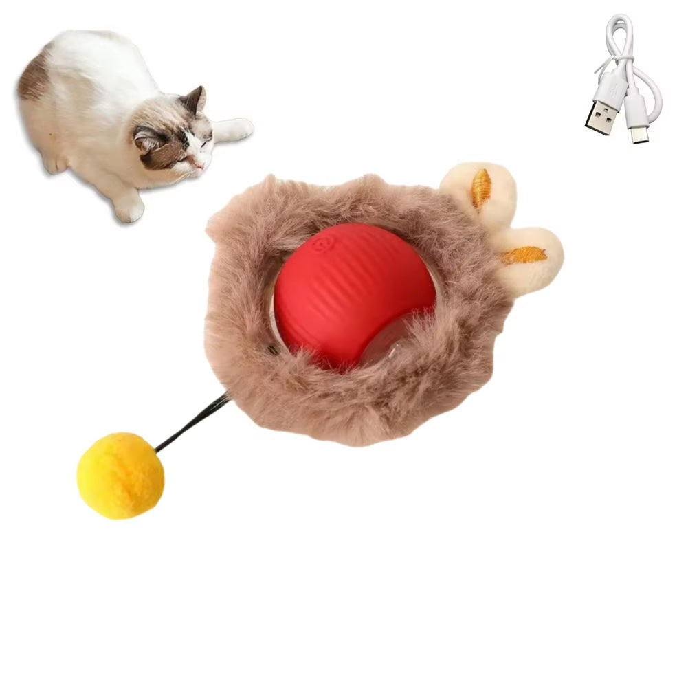 Smart Rolling Cat Toy with Faux Tail