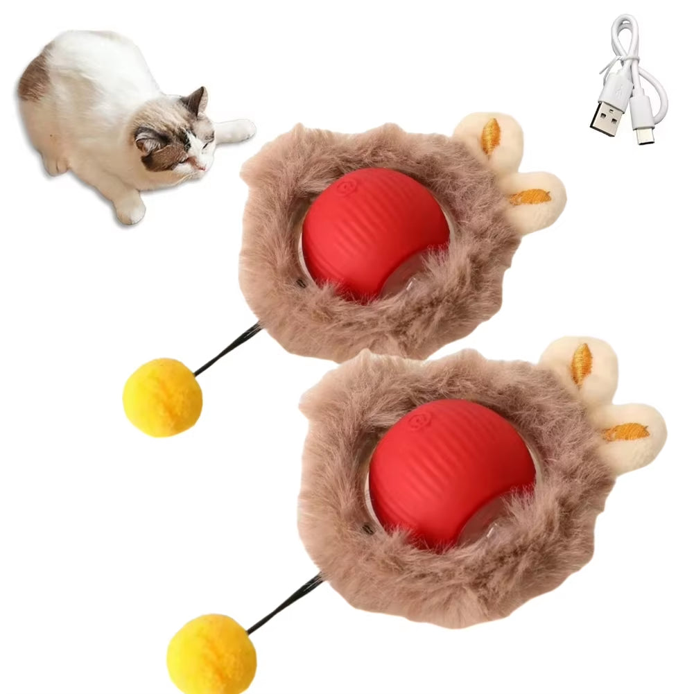 Smart Rolling Cat Toy with Faux Tail