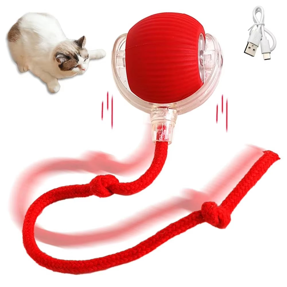 Smart Rolling Cat Toy with Faux Tail