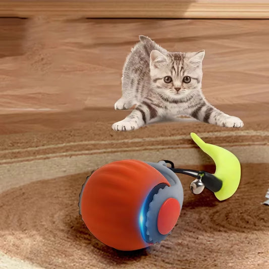 Smart Rolling Cat Toy with Faux Tail